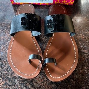 Woman’s Tory Burch Lowell 2 Flat Sandals -Size 8 -Black